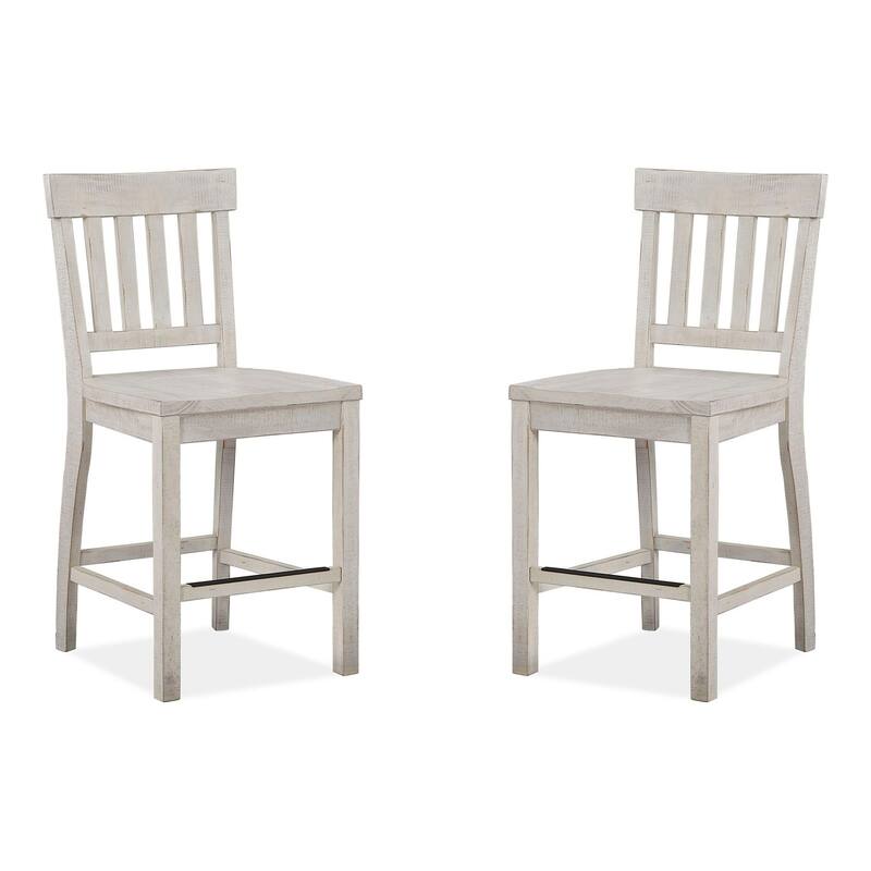 Magnussen Home Bronwyn Alabaster And Toasted Nutmeg Counter Chair Two Pack - 19''W x 21''D x 40''H - 19''W x 21''D x 40''H - Set of 2 - Alabaster - Counter Height
