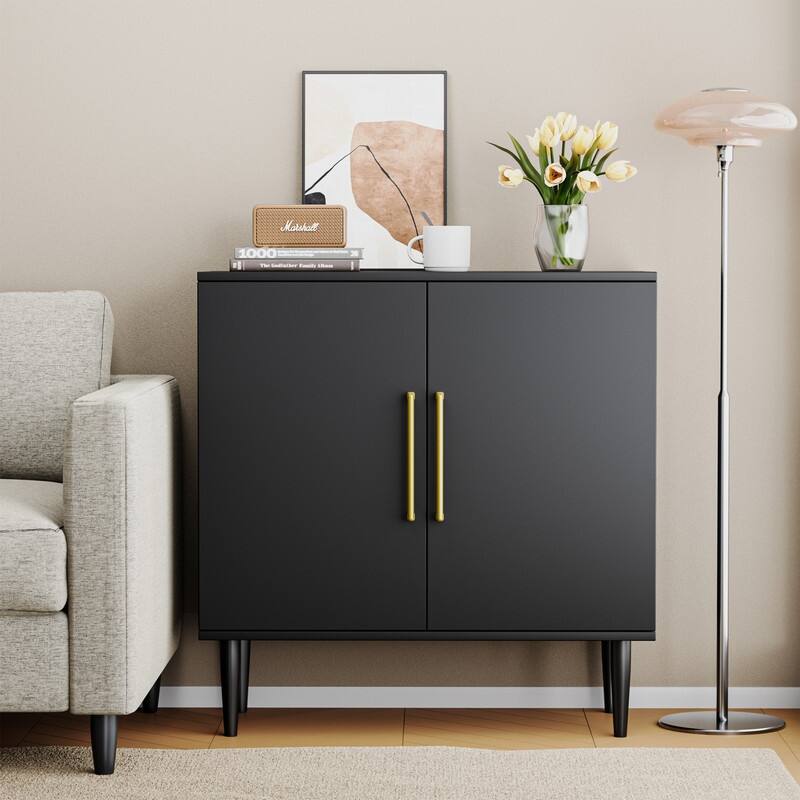 30'' Black Buffet Cabinet, Free Standing Sideboard With Storage