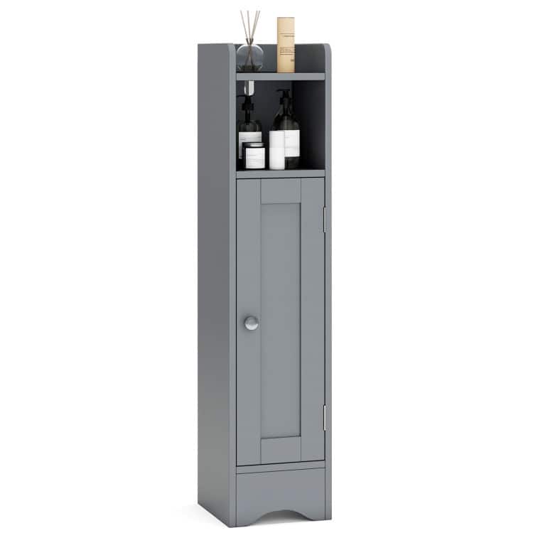 Narrow Bathroom Storage Cabinet with Adjustable Shelves and Single Door for Small Spaces - 7" x 7.5" x 31.5"