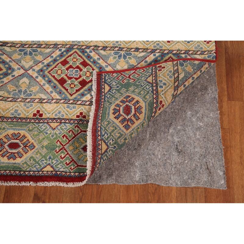 Striped Kazak Geometric Area Rug Wool Carpet - 9'10" x 12'9"