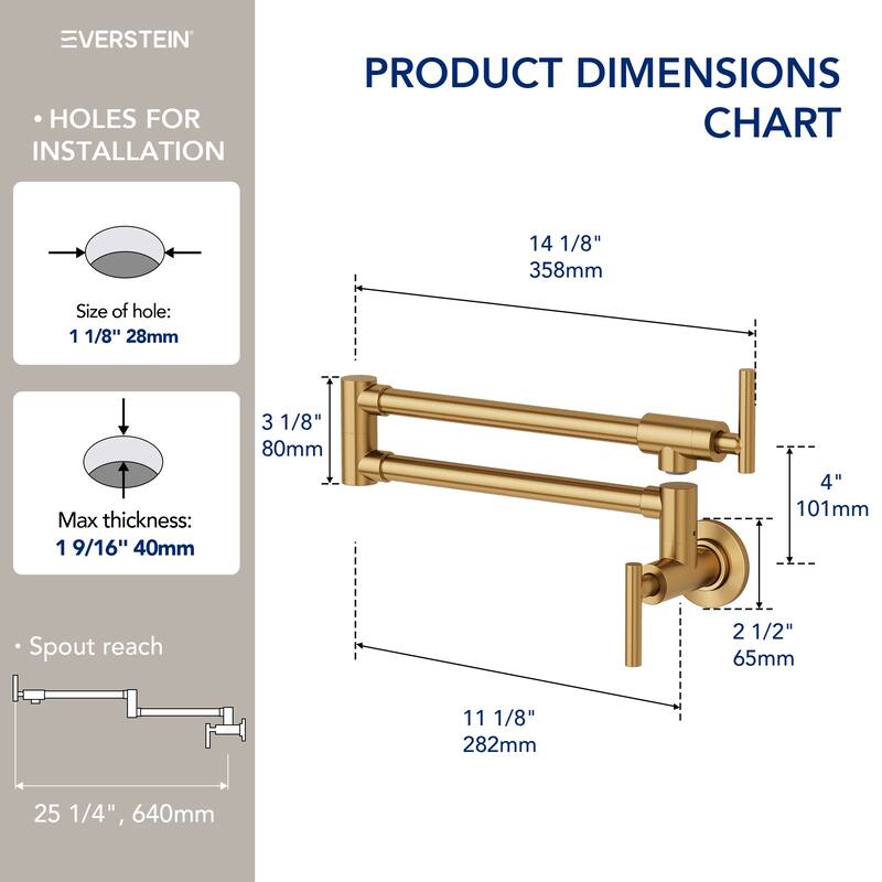 Contemporary Wall Mount Pot Filler Kitchen Faucet