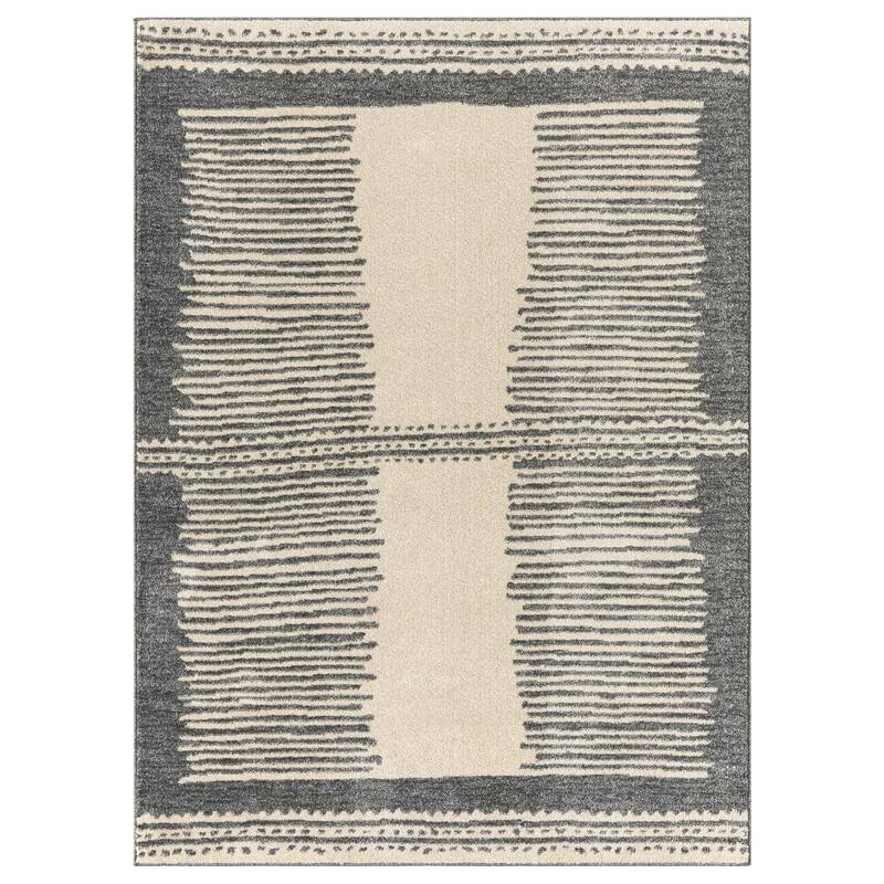 Luxe Weavers Moroccan Lines Geometric Area Rug, Stain-Resistant Carpet - 6' x 9' - Gray