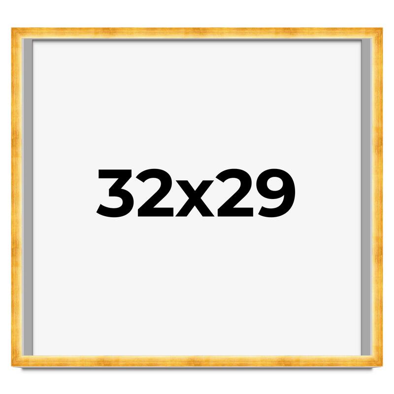32x29 Shadow Box Frame Gold | 1.625 Inches Deep Real Wood Traditional