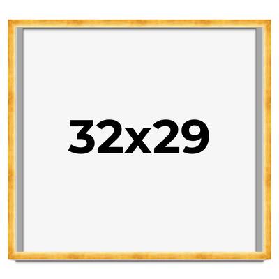 32x29 Shadow Box Frame Gold | 1.625 Inches Deep Real Wood Traditional
