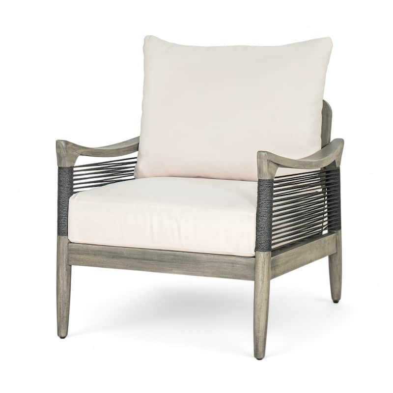 Christopher Knight Home - Riviera Acacia Wood Patio Club Chair with Woven Rope Accents