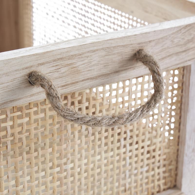 Rattan Woven Decorative and Functional Storage Basket with Rope Handles - Set of 3 Brown or Light Brown - Roche River Decor