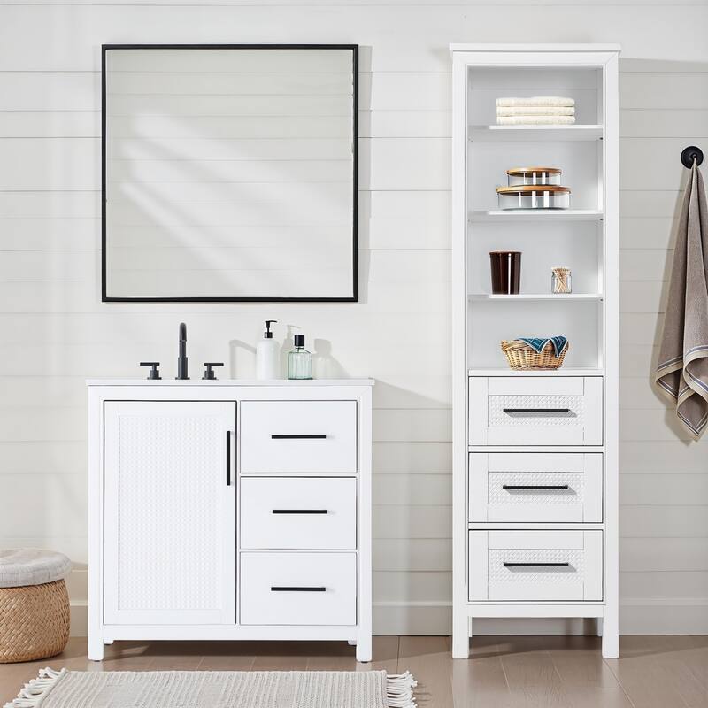 Winslow 16-28 Inch Open Shelving Bath Storage Cabinet