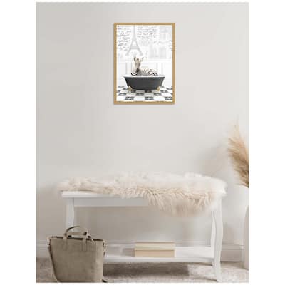 Kate and Laurel Sylvie Baby Zebra in Paris Bathtub Framed Canvas by Amy Peterson