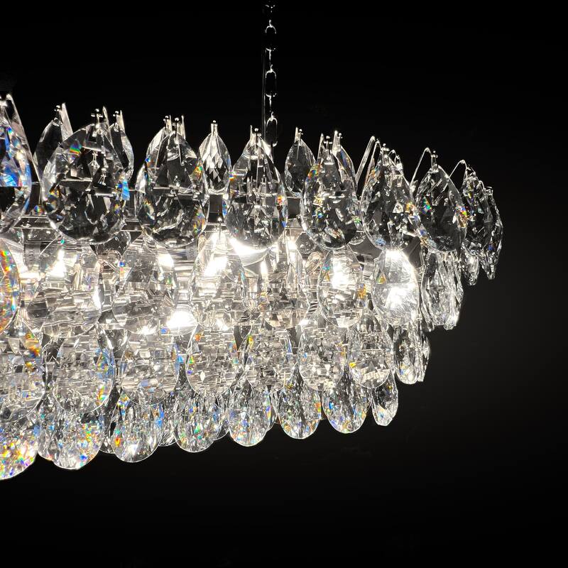 Teardrop Crystal Diamond Linear Chandelier 40"