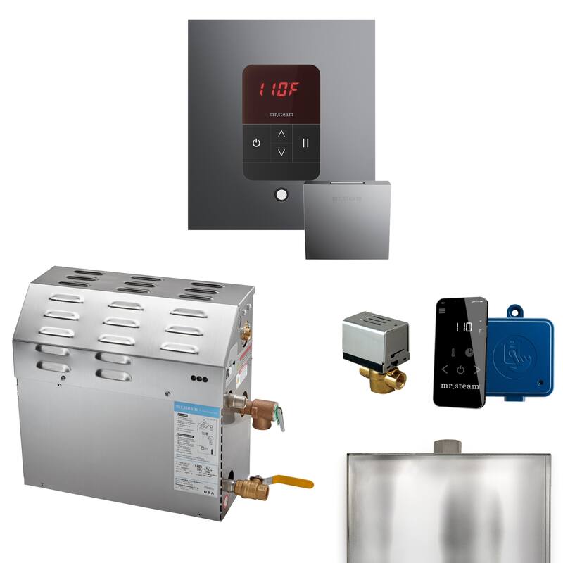 Mr Steam R09C1ABL0000 Ms Itempo Square with Accessories Package 9 kW - Brilliant Black - Brilliant Black