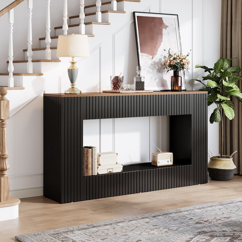 Modern Console Table, 55-Inch Wood Entryway Table with Storage