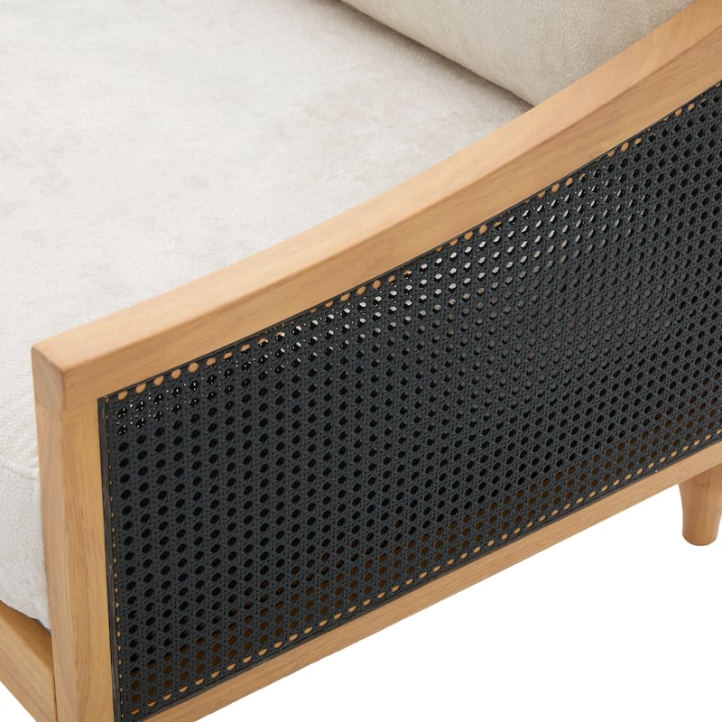 Christopher Knight Home - Riverton Mid-Century Upholstered Loveseat Sofa with Rattan Armrests