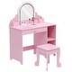 preview thumbnail 1 of 22, Kids Vanity Desk with Mirror and Lights Pink