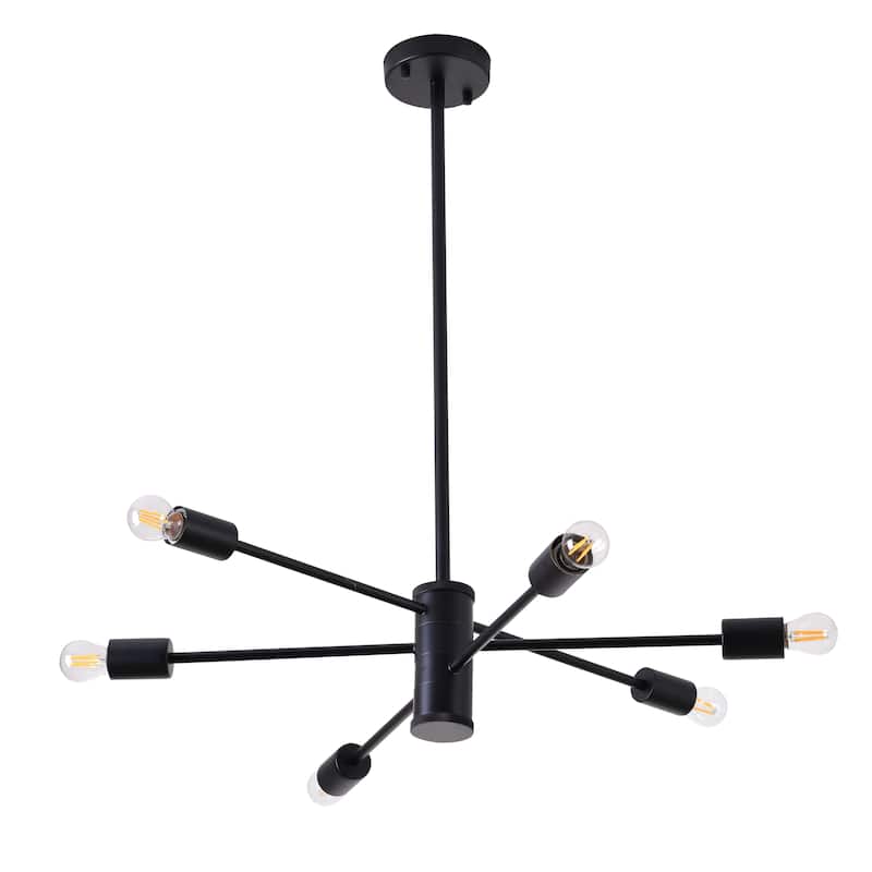 6-Light Matte Black Chandelier With Six Arms