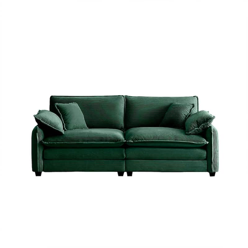 Oversize Loveseat, 81'' 2 Seater Corduroy Couch with 4 Pillows and Removable Armrests, Modern Love Seat for Living Room, Office