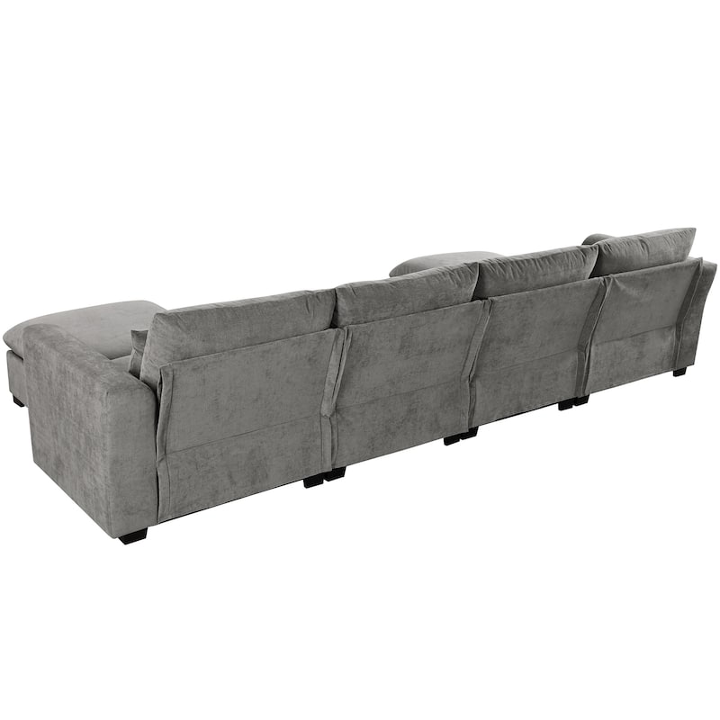 Roomfitters Large U-Shaped Modular Sectional Sofa with 2 Ottomans, Chenille Fabric L-Shaped Corner Couch for Living Room