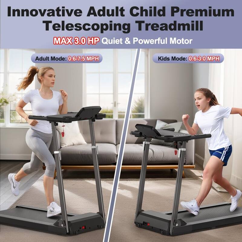 Treadmill with Adjustable Desk Workstation, 2.5HP Folding Jogging Walking Machine Portable Walking Pad with LCD Display