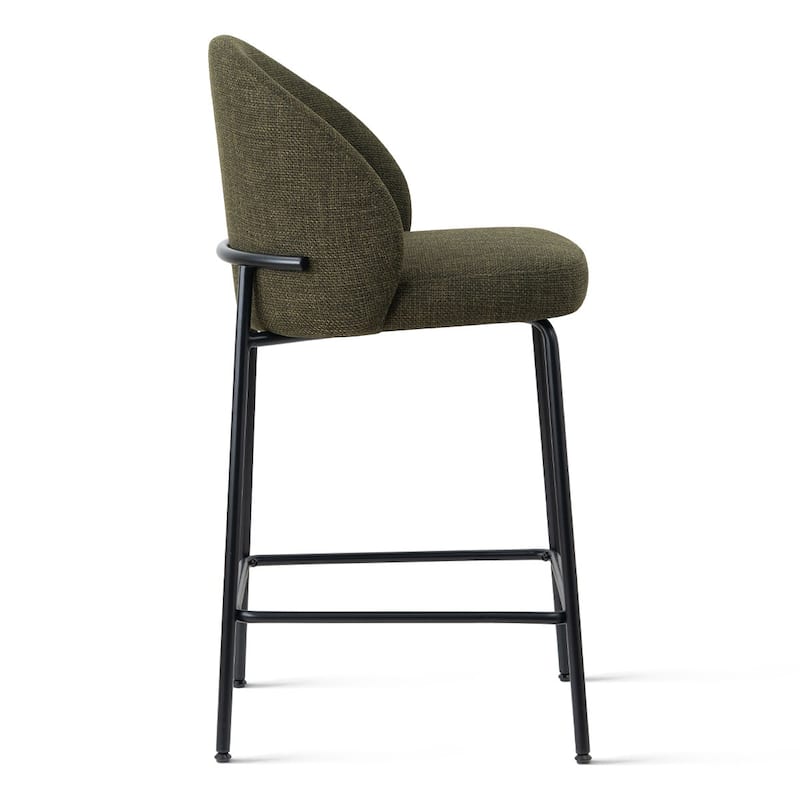 Upholstered Counter Height Bar Stool Set with Curved Back and Metal Frame(Set of 3)