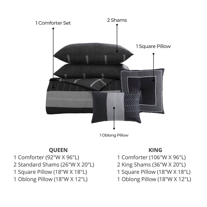 Bebejan Kyle Black 100% Cotton 5-Piece Reversible Comforter Set