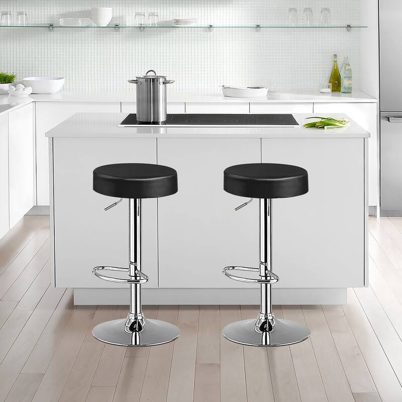 Costway Set of 2 Round Bar Stool Adjustable Swivel Pub Chair w/