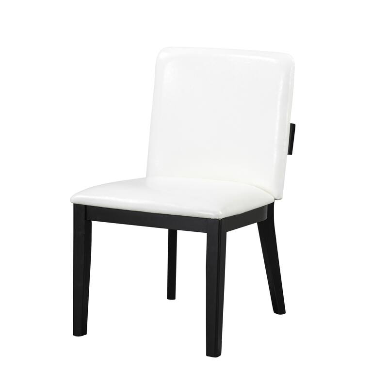 Upholstered Side Chair Dining Chairs (Set of 2) - White+Black