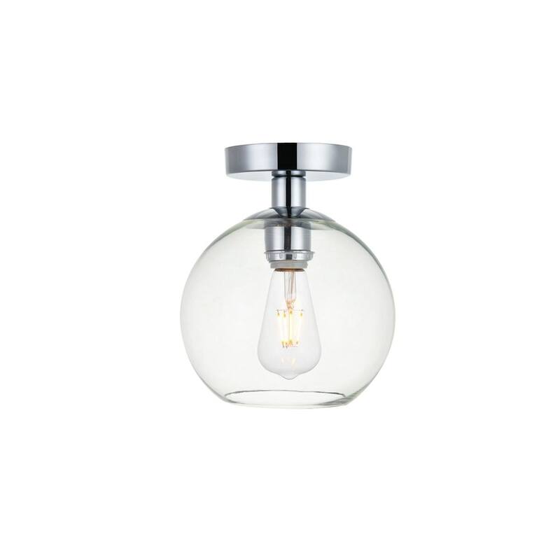 1-Light Flush Mount with 8 inch Clear Glass - CHROME