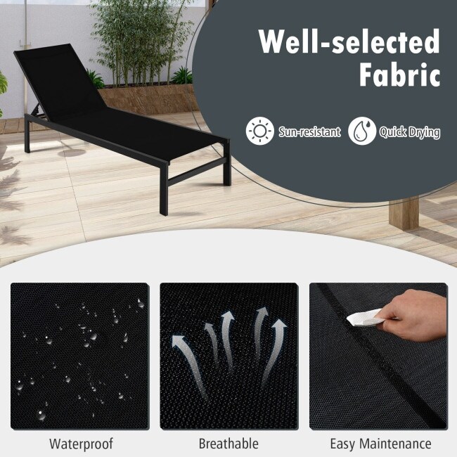 6 Position Chaise Lounge Chairs with Rustproof Aluminium Frame