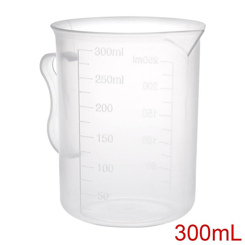 3pcs Laboratory Clear White PP Plastic Measuring Cup Handled Beaker - 300ml