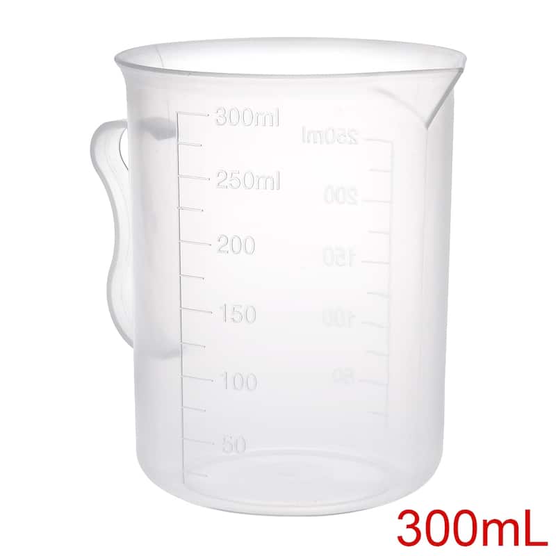 Laboratory Clear PP Plastic Graduated Measuring Cup Handled Beaker - 300ml