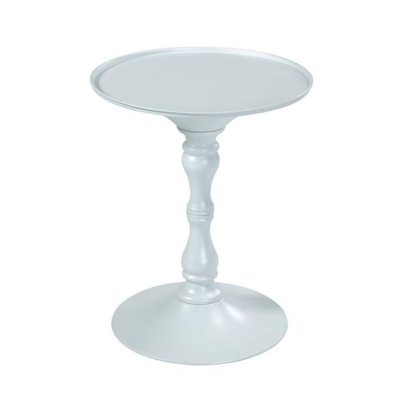 18 in. White Round Metal End Table, Durable Hourglass Frame