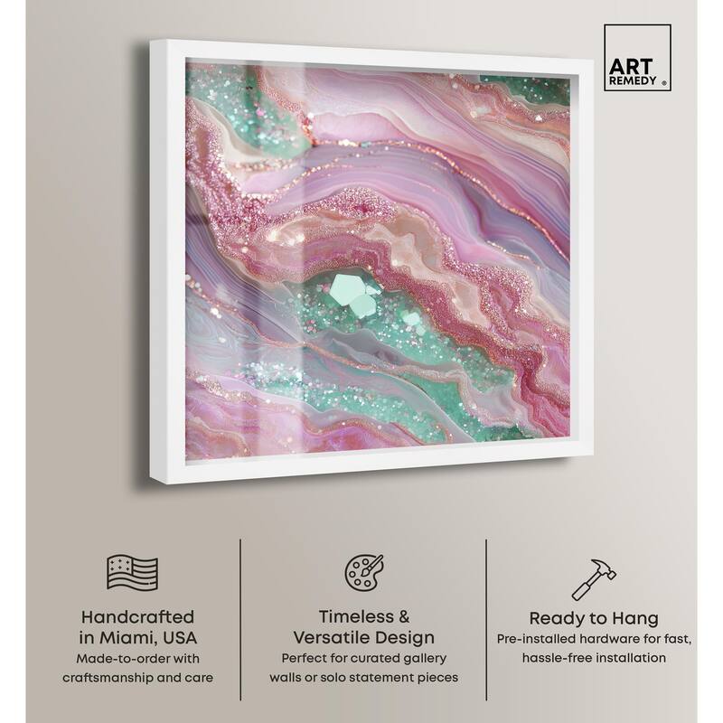 Pink and Mint Crystal II Shadowbox by Art Remedy