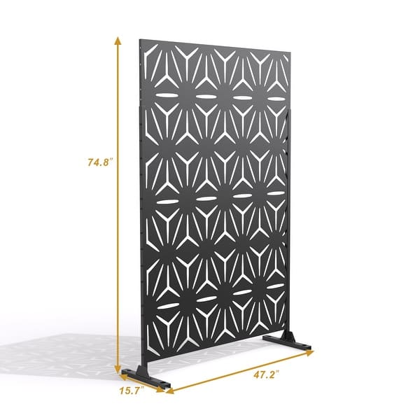 dimension image slide 12 of 33, Outdoor Privacy Screen with Stand for Patio Garden Metal Fence