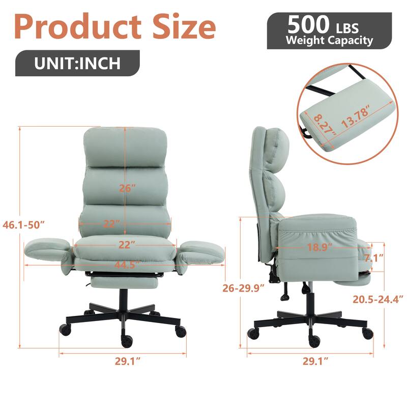 Cross-legged Office Chair with Flip-up Arms and Headrest, High-Back Ergonomic Executive Chair with Footrest and Side Pockets