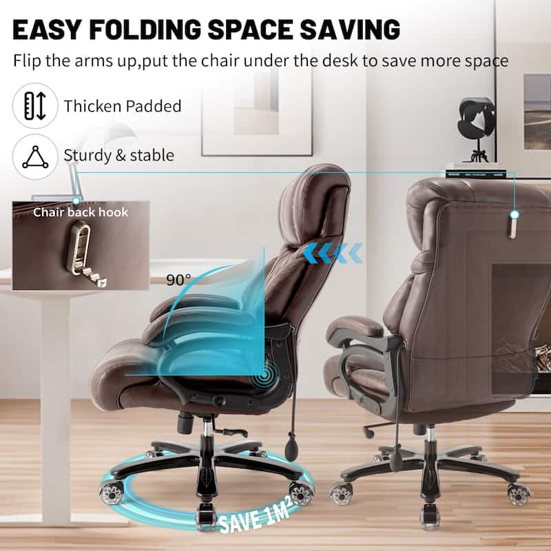 600LBS Big and Tall Office Chair for Heavy People, Extra Wide Seat and Adjustable Lumbar, Executive Chair with High Back