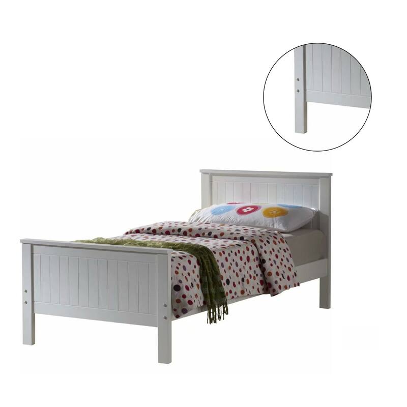 Wooden Twin Bed In White Finish