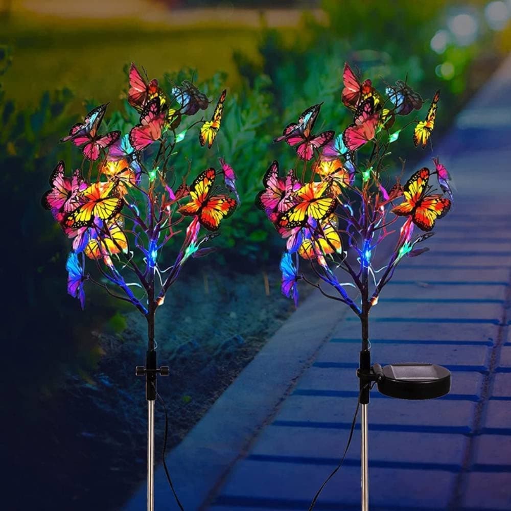 2 Pack Butterfly Solar Garden Lights Outdoor Waterproof Stake