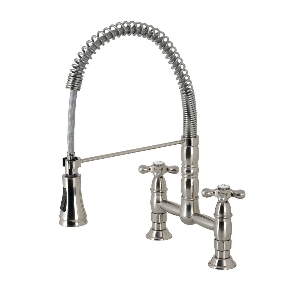 Heritage Two-Handle Deck-Mount Pull-Down Sprayer Kitchen Faucet