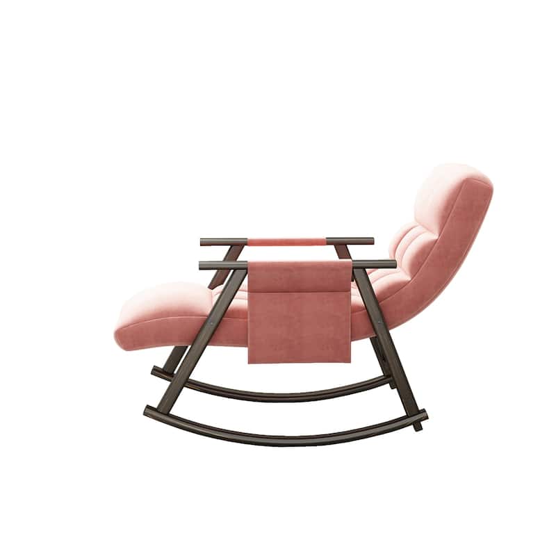 Glider Rocker with Adjustable High Back, Lazy Recliner with Padded Seat, Lounge Sofa Chair with Side Pocket and Armrest