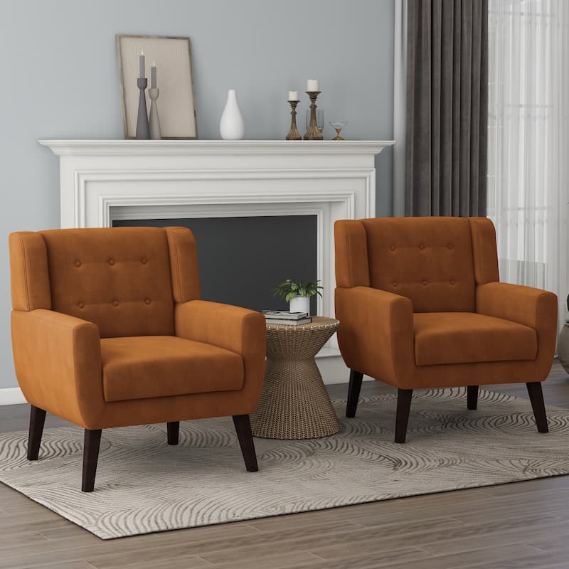 Velvet Upholstered Armchair Tufted Accent Chairs Set of 2