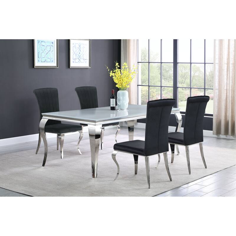 Carone Contemporary 5-Piece Rectangular Dining Set - 81 in. Length - Black/Chrome/Grey