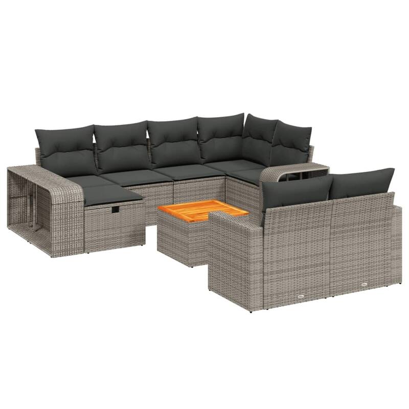 vidaXL Garden Sofa Set Black/Gray - 24.4 x 25.8 x 27.2