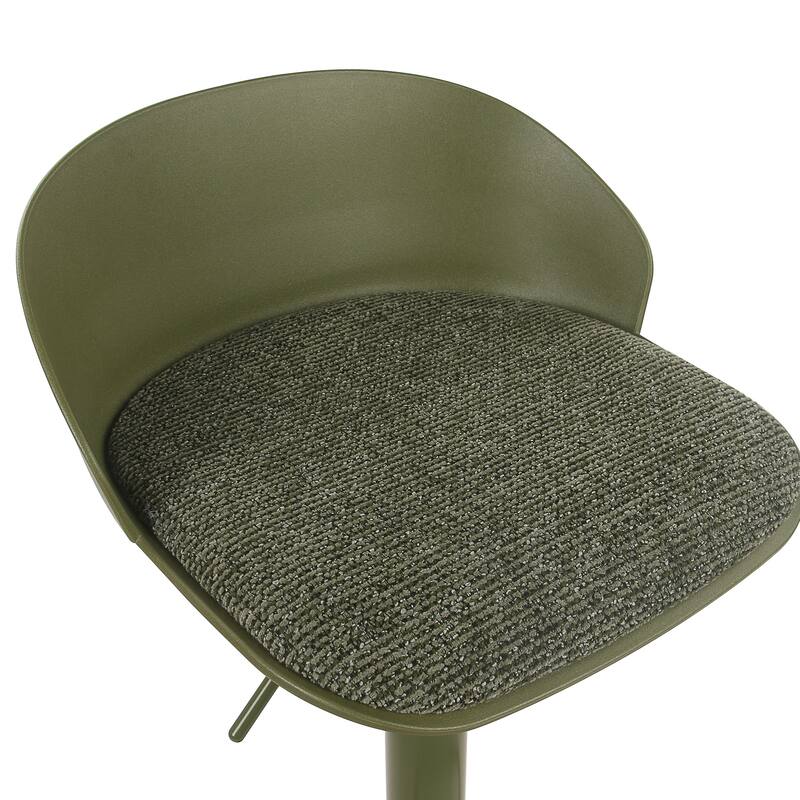 Contemporary Metal and Fabric Adjustable Air-Lift Stool, Set of 2