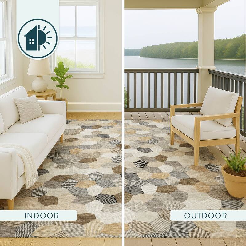 Machine Washable Indoor/ Outdoor Modern Loyd Chantille Rug