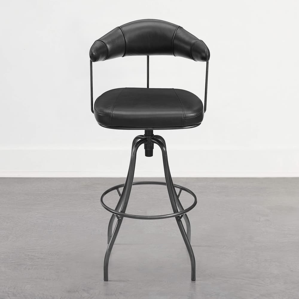 Art Leon Industrial Retro Leather Swivel Barstool