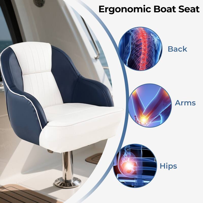 Gymax Pontoon Boat Seat Waterproof Universal Boat Seat w/Ergonomic