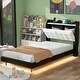preview thumbnail 19 of 55, Upholstered Platform Bed Frame with LED Light Bar and USB