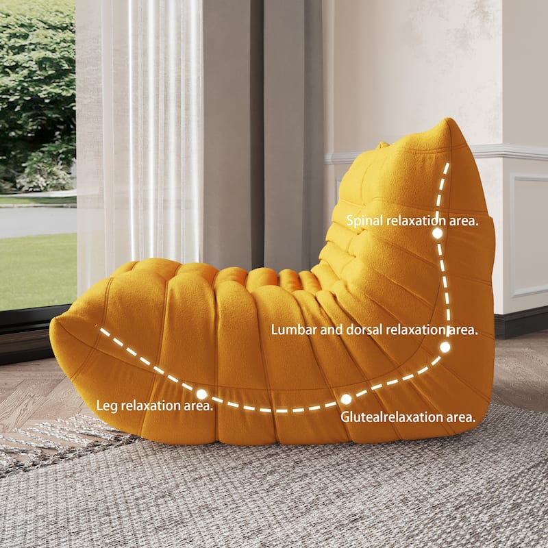 Single Lazy Sofa Teddy Fabric Soft Sponge Lounger Bean Bag Chair