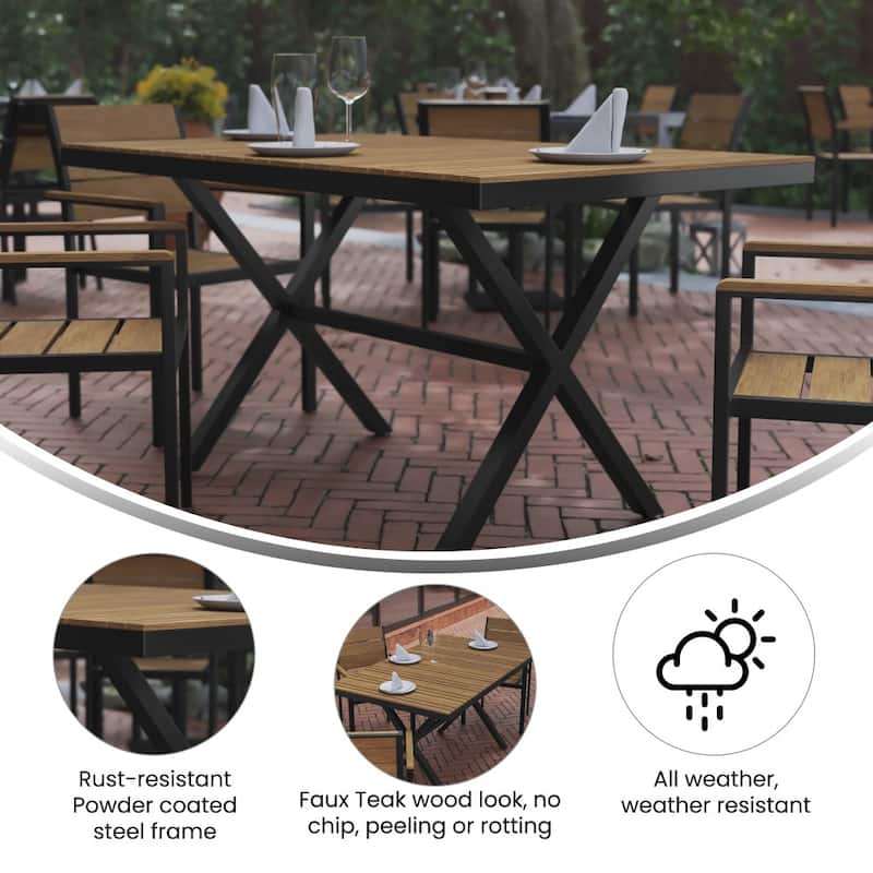 Commercial Grade Polyresin Slat Outdoor Patio Table