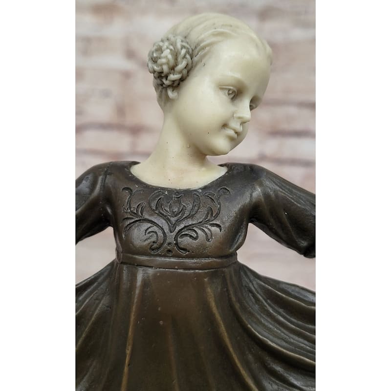 Handmade Art Bronze Resin Head Arms Ballerina Girl Sculpture By Preiss
