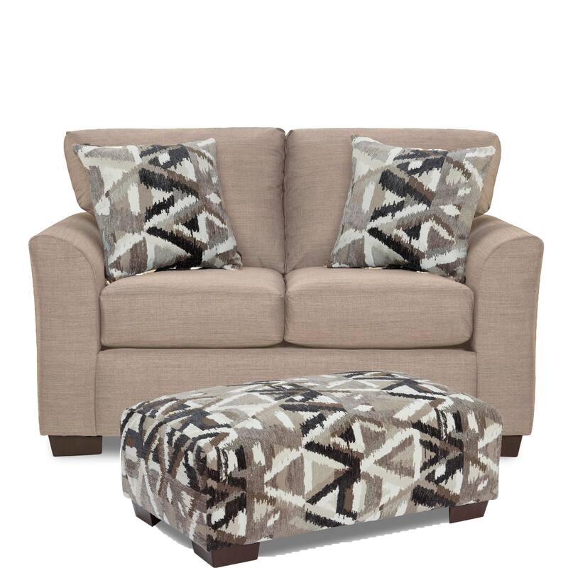 SofaTrendz Josie Loveseat-Ottoman Set - Latte